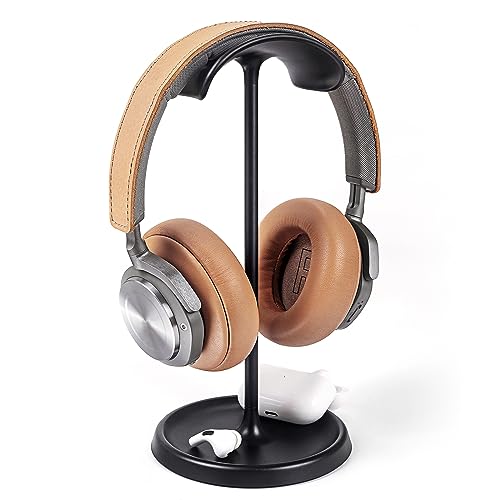 QinCoon Headphone Stand, Curved Headset Stand with Storage Tray, Heavy Base Gaming Headset Holder for AirPods Max, AirPods Pro, Beats, Bose, Sennheiser, Sony and More (Black)
