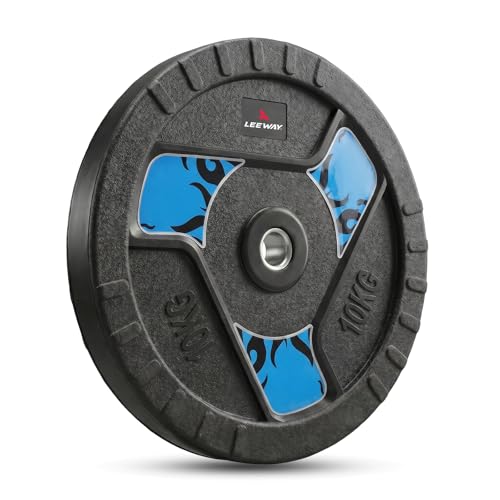 Image of LEEWAY Rubber Weight Plates for Home Gym | 10 kg x 2 | 31mm Center Hole | Compatible with Standard Barbells & Rods | Durable Dumbbell Gym Plates for Home Strength Training (10kg Pair)