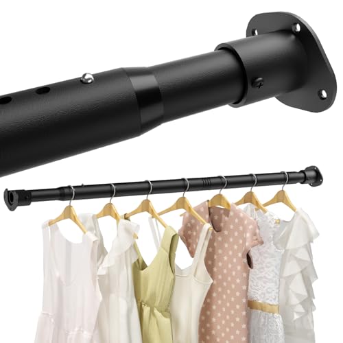 Closet Rods for Hanging Clothes, 16.5 to 79 Inches Adjustable Closet Rod, 1.3 Inch Heavy Duty Closet Hanging Rod for Wardrobes Laundry Closet Windows