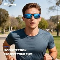 Reglaaly Polarized Sports Sunglasses for Men, Wrap Around Mens Sunglasses UV Protection, Fishing Driving Running Sun Glasses, Black Frame/Night Vision — image 4