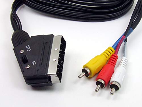 POPESQ® 1 piezas x SCART Cable Premium SCART Enchufe - 3xRCA Enchufe 2m Negro #A2868