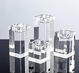AiFanS Crystal Candle Holders,Glass Crystal Candle Holders for Table Centerpiece,Set of 4