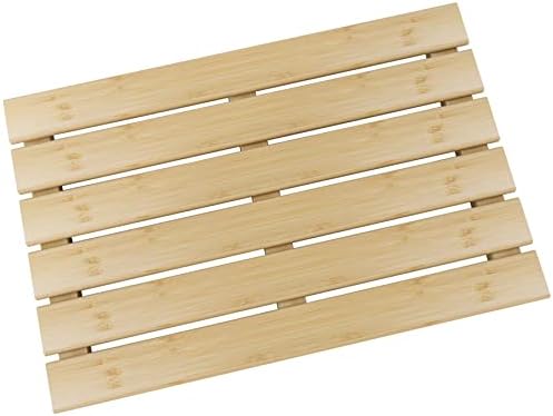 SMIBUY Bamboo Bath Mat, Non-Slip shower floor mat for Luxury Indoor or Outdoor Use, 50 x 34 cm, White
