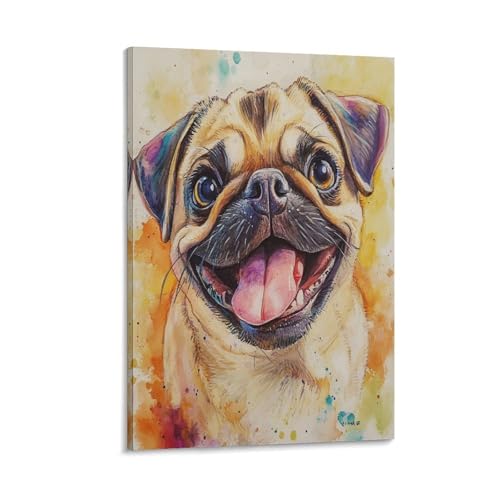 Toile Pug murale pour habiller un mur vide sans surcharger l'espace