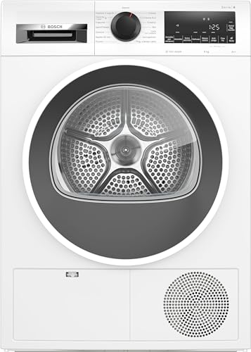 Bosch WQG241A5IT Serie 6 Secadora con bomba de calor, 9 kg, clase energética E, sensores de secado inteligentes, filtro fácil de limpiar, reduce las arrugas, blanco, 60 cm