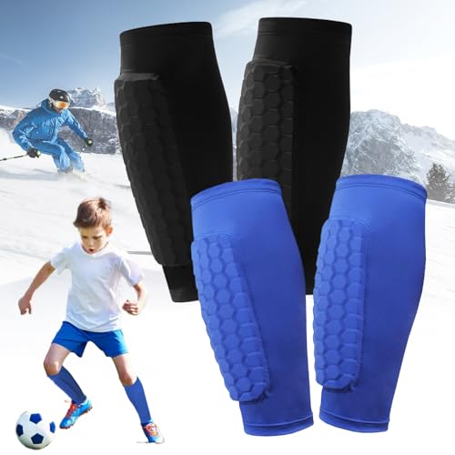 HBSFBH - 2 Paire de Protège Tibias de Football, Protege Tibia Foot Enfant, Manchon de Protection des Mollets, Ski Shin Guards, Protège Tibia Foot Enfant, Football Shin Guards, Protection Tibia Ski pour Enfants