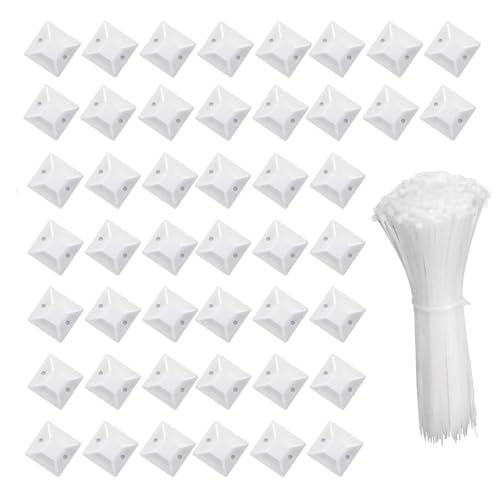 Neyiem �P�[�u���^�C �}�E���g�x�[�X 30mm*30mm �z���Œ�c�[�� �i�C���������o���h�Z�b�g �i�C�����P�[�u���X�g���b�v �P�[�u���Ǘ� ���͔S���e�[�v�t���z�� �Œ�� �P�[�u�� �R�[�h���[ ���� �ϔM�� �ϋv�� �Œ�x�[�X �y50�Z�b�g�z �z