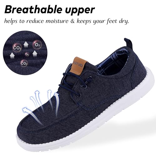 Image of ASITVO Men's Wide Canvas Loafers Slip on Boat Walking Shoes Casual Dress | Big Size Width Toe Box