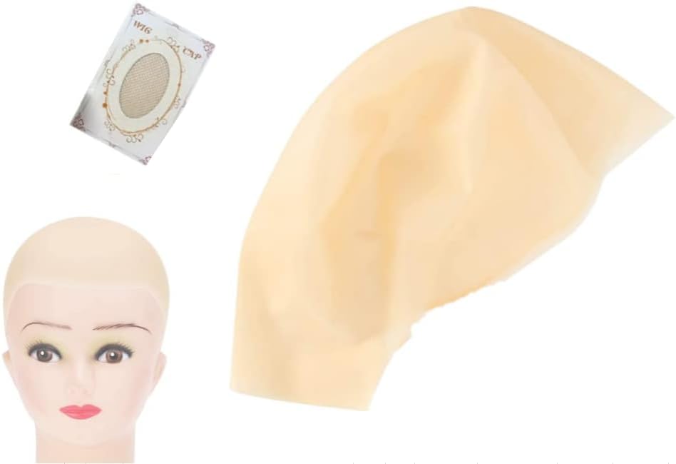 2 Pcs Latex Bald Cap Makeup Bald Head Wig Cap Costume Accessory for Adults HalloweenTheme Party bar Fancy Dress Cosplay Masquerade Christmas Old Lady Hairstyle(Big Size) (one)