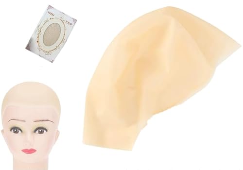 CCZAILAI 2 Pcs Latex Bald Cap Makeup Bald Head Wig Cap Costume Accessory for Adults HalloweenTheme Party bar Fancy Dress Cosplay Masquerade Christmas Old Lady Hairstyle(Big Size) (one)
