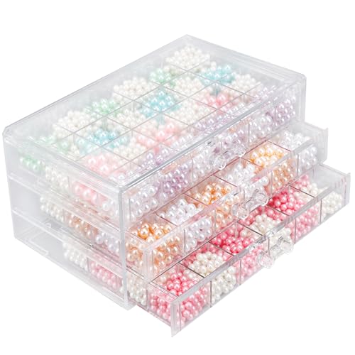 Image of Segbeauty 72 Grids Acrylic Jewelry Organizer, 3 Tier Earring Storage Box, Jewelry Display Stand with Small Compartments, Clear Stackable Storage Drawers for Nail & Bead Organization