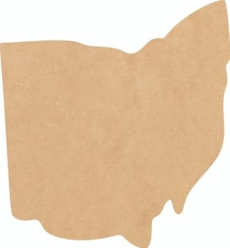 Ohio Wood State 3" Shape, Unfinished MDF Craft State Cutout, DIY 1/4"