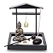 Produktbild Flanacom Zen Garten mit Buddha Figur - Japanischer Miniatur Garten - Feng Shui Räucherstäbchenhalter - Esotherik Set mit 3 Räucherstäbchen - Glücksbringer aus dem Buddhismus und Daoismus (mit Gong)