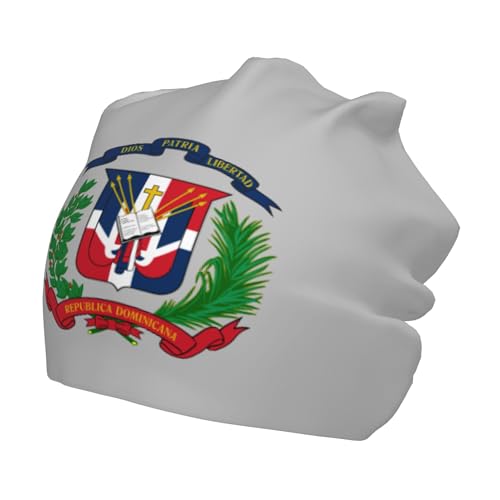 National Emblem of Dominican Children Hip Hop Knitted Hat Kids Elastic Leisure Knit Cap Warm Sleep Beanies Black