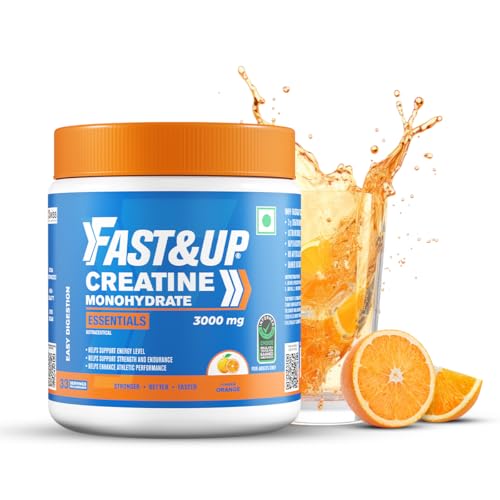 Image of Fast&Up Creatine Monohydrate - 100% Pure Micronized Powder | 3g Per Scoop | Supports Strength, Muscle & Performance | 100g | Orange Flavour| Lab-Tested