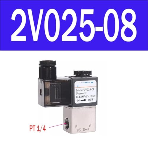 Válvula solenoide 2V025-08 electroválvula neumática 2/2 vías 12V para circuitos de aire 3