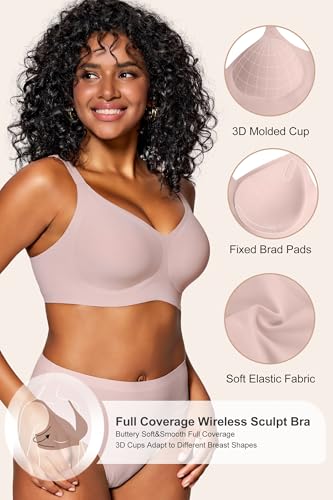 Image of HORISUN Wireless Bras for Women Soft Comfortable No Underwire T Shirt Bra Seamless Full Coverage Bras with Support
