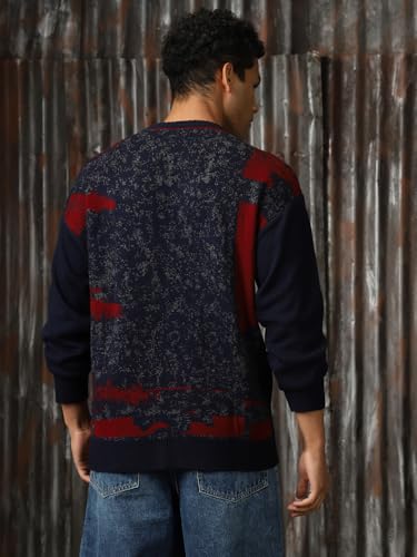 Image of High Star Men Knitted Acrylic Relaxed Fit Round Neck Long Sleeve Sweaters