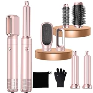 Airstyler Pro Airbrush Haarstyler 6 in 1 Haar Styler mit Warmluftbürste, Föhnbürste, Rundbürstenföhn Haartrockner Auto-Lockenstab, Hair Air Styler Zum Styling, Volumisieren, Locken Und Glätten