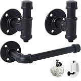 3 Pack Industrial Pipe Bathroom Hardware Accessories Set, Include 2 Robe Coat Towel Hook and 1 Toile