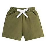 NARPLO Baby Toddler Boy Shorts Summer Casual Infant Boys Pull On Elastic Waist Athletic Fashion Solid Shorts with Pockets Green