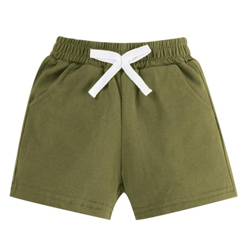 NARPLO Baby Toddler Boy Shorts Summer Casual Infant Boys Pull On Elastic Waist Athletic Fashion Solid Shorts with Pockets Green
