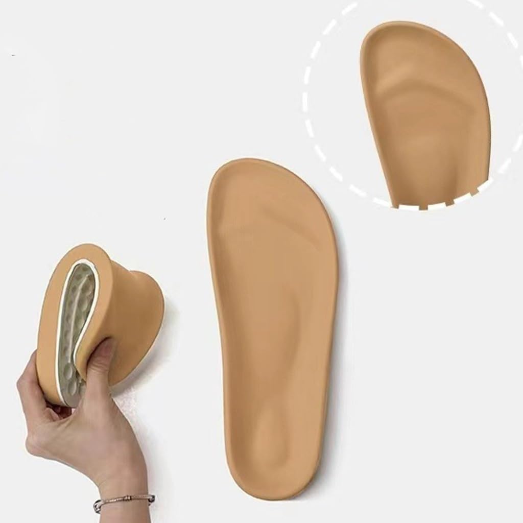 Zapatillas Mujer Sandalias con Plataforma y Soporte para el Arco con Punta Abierta, Sandalias de Playa con Hebilla Ajustable, Chanclas Ligeras y Ultra Acolchadas para Mujer(Caqui,37 EU)