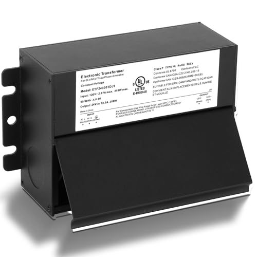 300W Dimmable LED Driver 24V, 120V AC to 24V DC Led Light Transformer | Compatible with lutron and leviton Dimmer, TRIAC/PhaseELV/MLV Dimming LED Driver, cUL Listed