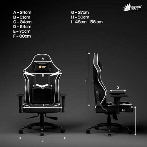 Image of Green Soul Monster Ultimate Series S| Multi-Functional Ergonomic Gaming & Office Chair|Premium Spandex & PU Leather Fabric | Adjustable Neck, Lumbar Pillow | 4D Adjustable Armrests (Black White)