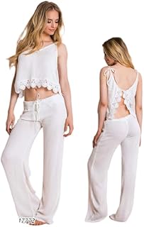 بيجامة بيضاء للنساء من قطعتين