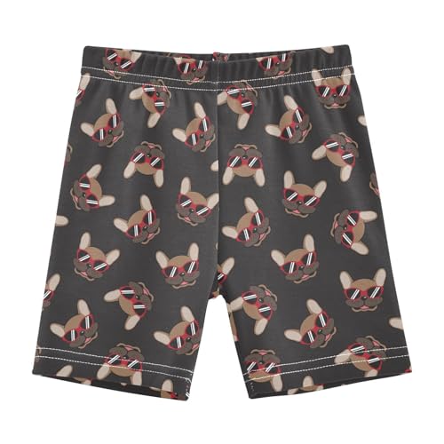 JHKKU Girls French Bulldog Shorts Cotton Cartwheel Bike Kids Biker Under Dress Dance Short Girl Clothes 5T