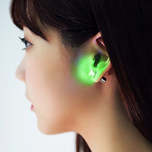Fuzzygreen Sparkle Earring, Green New Cute Glowing Flashlight Light Up Crystals Diamond Led Earrings Ear Studs Drop Pendant Jewelry #TOP3