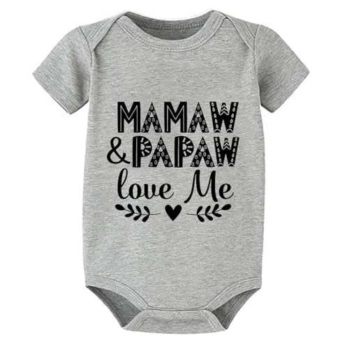 Mamaw And Papaw Love Me New Baby Born Clothes Short Sleeve Plain White Romper White Clothes Baby Girl 0-3 Month