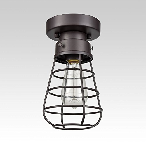 Danseer Retro Industrial Loft Barn Oil Rubbed Bronze Cage Ceiling Light Fixture #TOP5