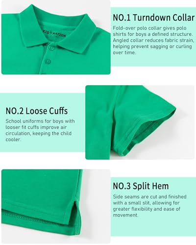 Image of Kid Nation Boys Polo Shirts Kids School Uniform Shirts Short Sleeve Girls Collared Shirts 4-12 Years