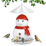 IWNTWY Bird Feeder, Heavy Duty Metal Wild Bird Feeders with Squirrel Proof Baffle for Outdoor Hanging, Large Capacity Birdfeeder for Garden Outside Yard Christmas Decoration, Cute Snowman Shaped