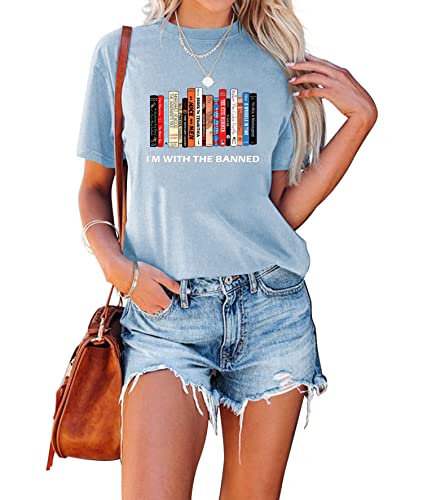 SAUIVD Camiseta de manga corta con cuello redondo para mujer con texto en inglés "I
