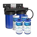Waterdrop WHF21-PG 5 Micron 2-Stage Whole House Water Filtration System, with 10" x 4.5" Sediment Filer and Carbon Filter, Highly Reduce Chlorine, Lead, Taste and Odor, 1" Inlet/Outlet