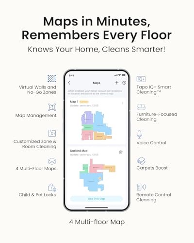 Tapo RV30 Max Plus 5300Pa Robot Vacuum Cleaner with Mop, LiDAR+IMU Dual Navigation, 5300Pa Hyper Suction, Auto-Empty, Robot Hoover, Auto-Charging Robotic Vacuums, Alexa & Google - Image 6
