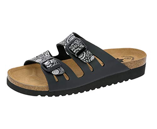 Lico BIOLINE LADY Damen Pantoletten, Schwarz/ Silber, 40 EU