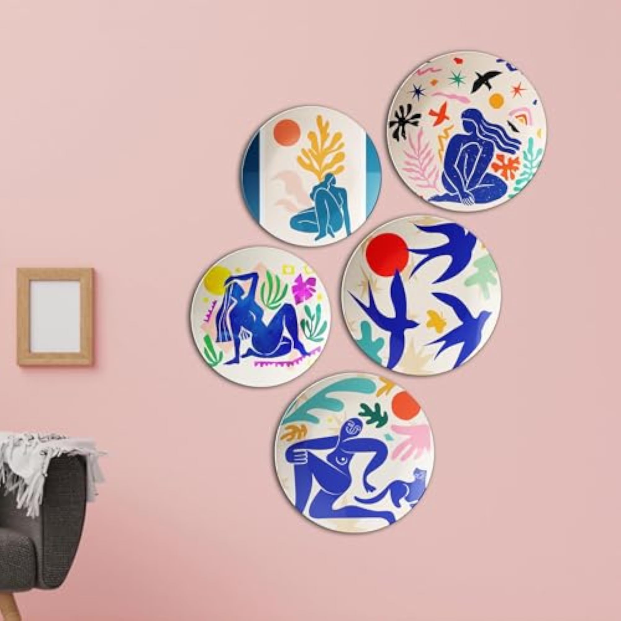 Sun and Silhouettes in Matisse Ceramic Wall Plates Combo