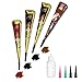 4 Tattoo Farbe,Semi Permanent Temporäre Tätowierung Kit, Temporäre Mehndi Tattoo Kit mit 3 Farben (Schwarz, Braun, Rot), 20 Tattoo Schablonen, 1 Flasche, 4 Kunststoffdüse