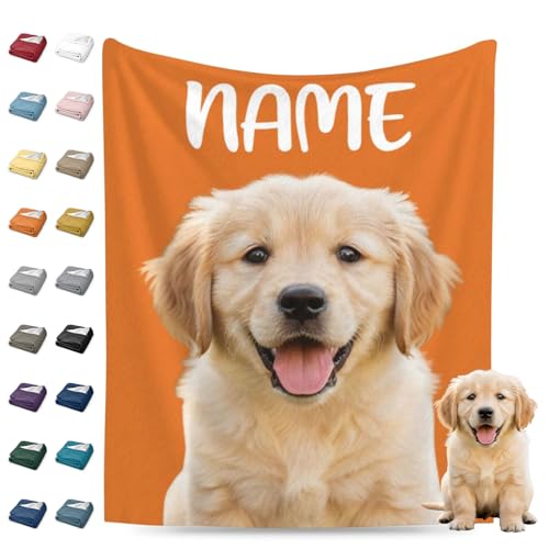 Nxwdwqa Personalized Dog Face Blanket Throws with Photos, Custom Pet Face Blanket, Dog Gifts for Pet Lovers, Customized Puppy Blanket for Adult Kid Birthday Christmas Fathers Mothers Valentines Gift