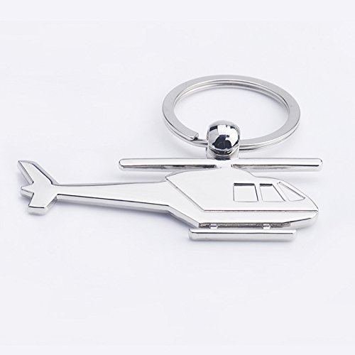 Odetojoy Metal Silver Heilicopter Keychain Plane Key Chains Alloy Pilot Key Holder Airplane Keycharm #TOP5