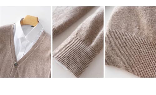 Men's Business Casual V-Neck Long Sleeve 100 Percent Cashmere Knitted Cardigan Sweater2