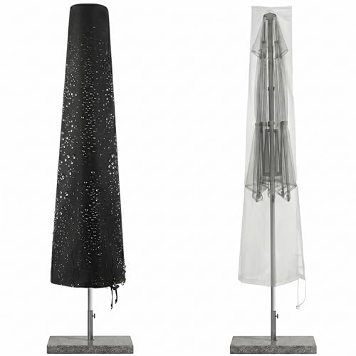 Patio Umbrella Cover Waterproof: Durable 600D Oxford Umbrella Cover Outdoor for 9-12ft Market Umbrellas - Anti-UV Tear-Resistant Weatherproof Housse Parasol Easy to Put On with Zipper for Garden by WPOLEAX - Used condition - CA$14.16