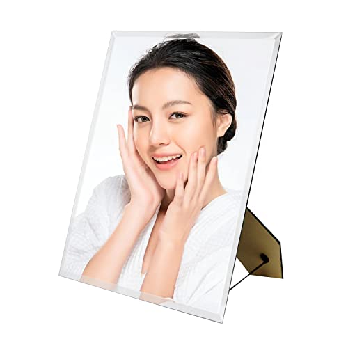 Qtart Makeup Vanity Mirror-Rectangle Table Desk Mirror With Folding Stand Portable Frameless Mirror For Tabletop Travelling Dressing Room Personal Shaving #TOP7