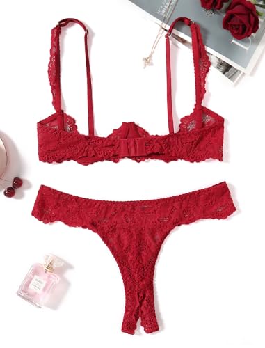 Image of Avidlove Sexy Lingerie Set for Women Lace Bra and Panty Sets Underwire Push Up Lace Lingerie Set XS-XXL