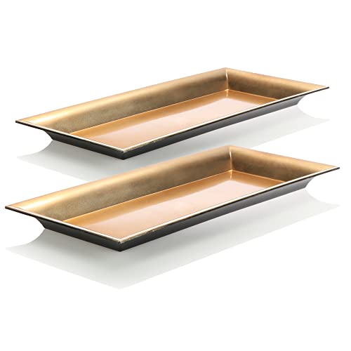 com-four® 2X Bandeja de Servicio de Color Cobre - Elegante Bandeja Decorativa con Aspecto de Cobre - Bandeja de Invierno de plástico (2 Piezas - Cobre - 36x17cm)