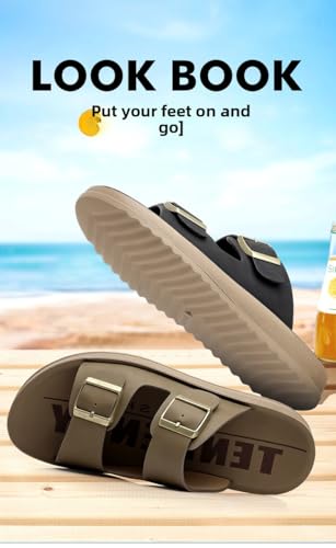 Men's Platform Slides Sandals 2025 Summer Cooling Breathable PU Sole Adjustable Strap Slippers for Beach & Casual Wear4